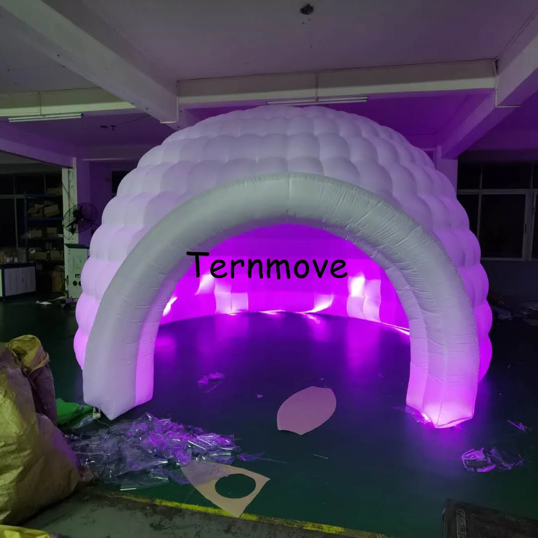 white outdoor cold air white 5m dia. led inflatable igloo tent advertising inflatable booth tent inflatable dome tent for party