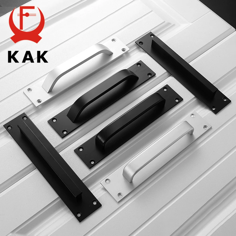 KAK Fashion Black Cabinet Handles Aluminum Alloy Kitchen Door Handles Cupboard Pulls Drawer Knobs Furniture Room Door Hardware