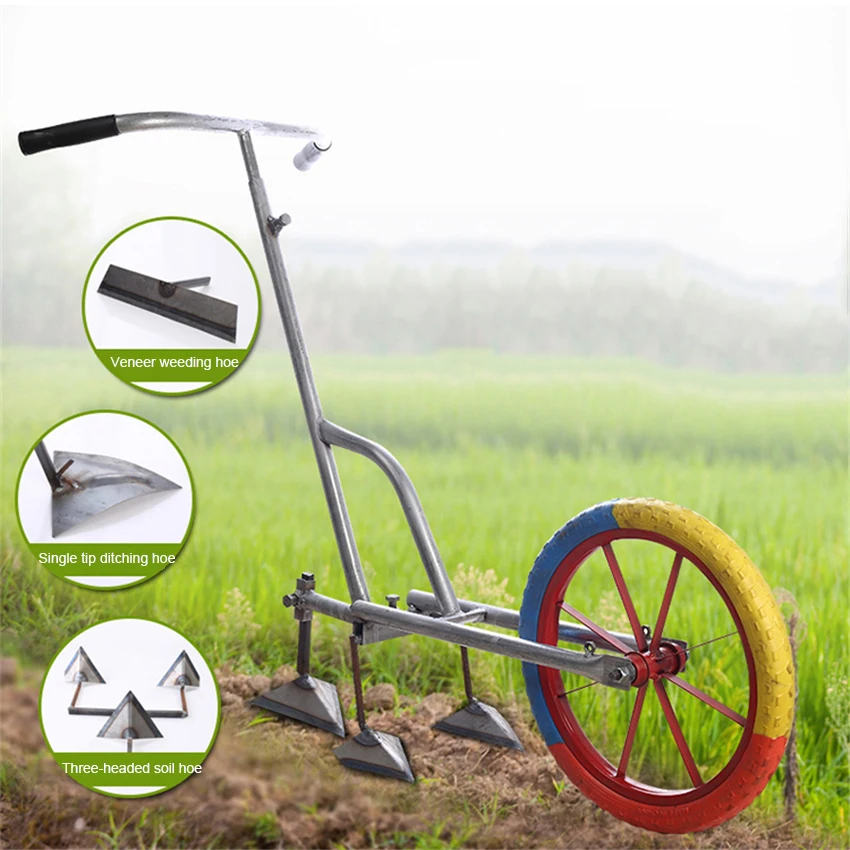 Multifunctional Hand-push Ditch Opener Soil Loosening And Weeding Trolley Soil Loosening And Ditching Tiller Small Hoe Machine