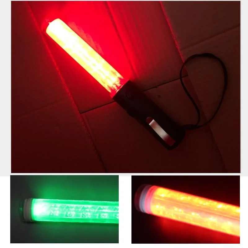 26cm Rechargeable LED Explosion Mutual Flash Red Shift Blue/Green Traffic Command Emergency Fluorescent Luminous Warning Baton