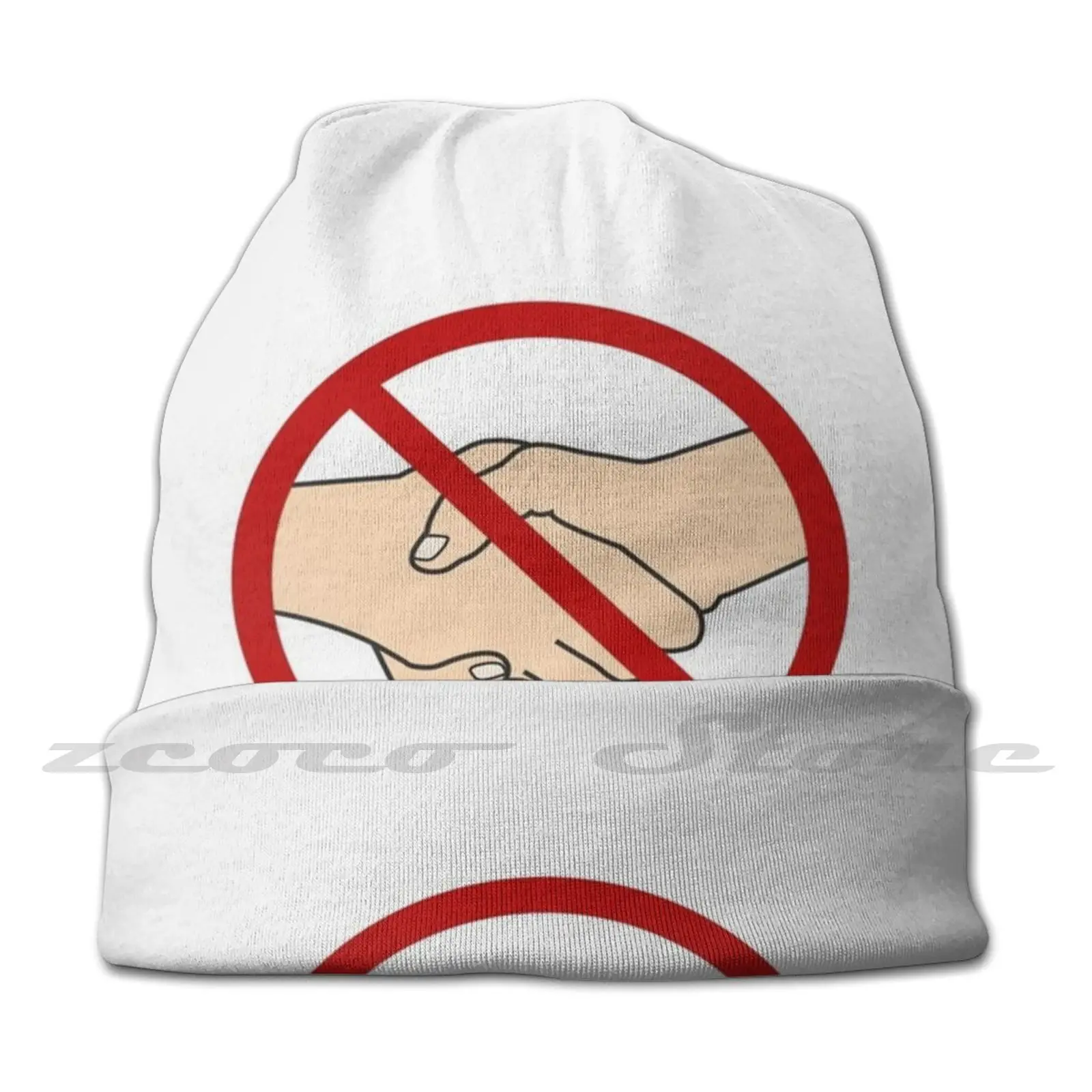 No Handshake. Stop Handshake Knit Hat Elastic Soft Personalized Pattern Present Cap Not Shake Hands No Handshake No To