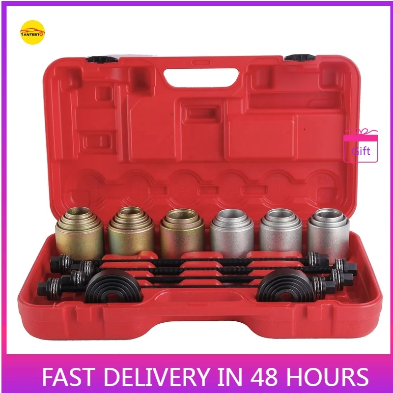 27pc Universal Press And Pull Sleeve Kit, Manual Bushing Installation Removal Set, Remove Install Bushes Bearings Garage Tool