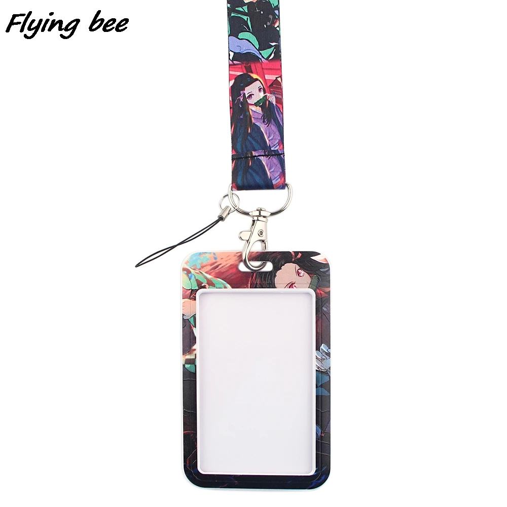 Flyingbee-日本のアニメカードホルダー、IDカードホルダー、バスカードホルダー、友人、子供向けのストラップ付きスタッフカードジュエリー、x1378