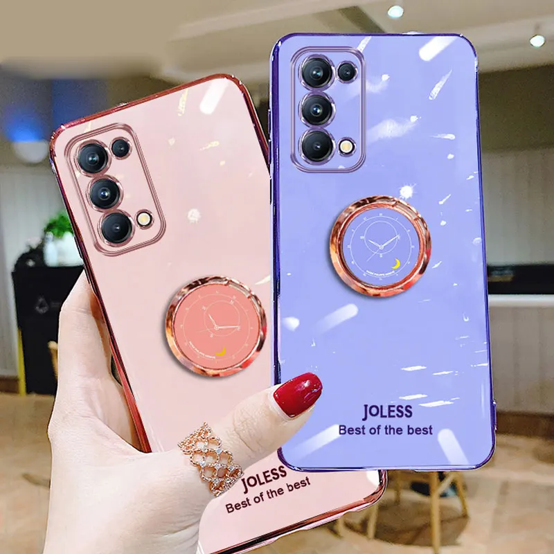 Holder Case For OPPO Reno5 Lite Case Soft Silicone Cover For OPPO Reno 5 Z F / Find X3 Lite / Neo / Pro Case Shockproof Fundas