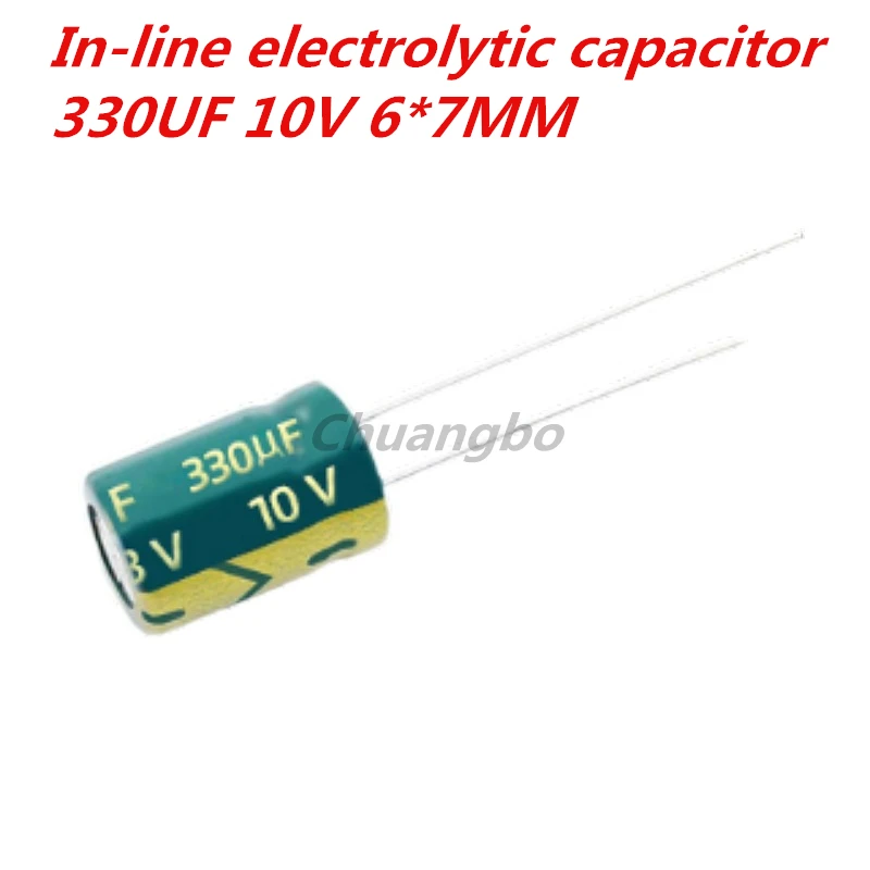 20pcs 10V330UF 6*7 10V 330UF Low ESR/Impedance high frequency aluminum electrolytic capacitor size 6*7MM 10V 330UF 20%