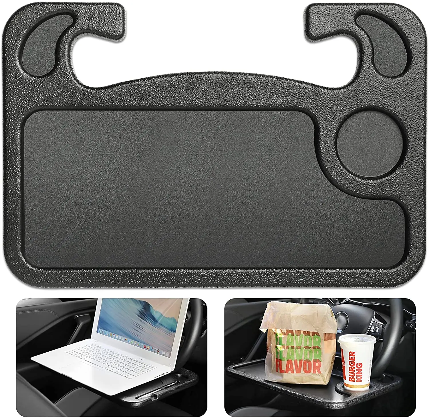 2 In 1 Car Table Steering Wheel Eat Work Cart Drink Food Coffee Holder Tray Car Laptop Computer Desk Mount Stand Seat Table