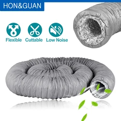 Hon&Guan 1.2/5M Home Flexible Aluminum Ducting Hose for Fan Silencer Kitchen Hood Reduction Connector Ventilation Outlet