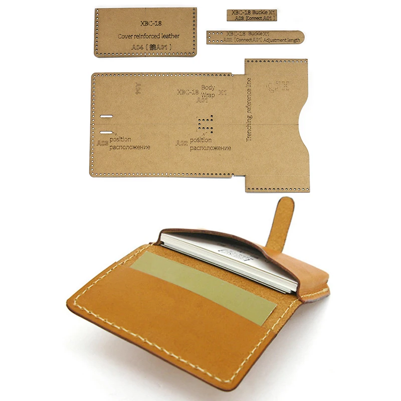 1Set DIY Kraft Paper Template New Fashion Business Card Holder Leather Craft Pattern DIY Stencil Sewing Pattern 10cm*7cm