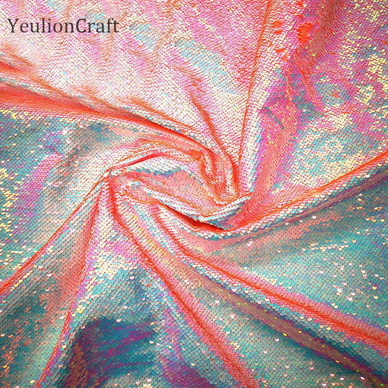 Chzimade 20x30cm Reversible Sequins Fabric For Garment Shiny Tissue Sewing Fabric Handmade Crafts