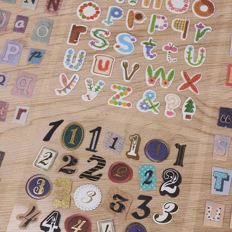 6pcs/set English Alphabet Number Retro Sticker Album Diary Decoration DIY Decorative Stickers Handmade Stickers Scrapbooking