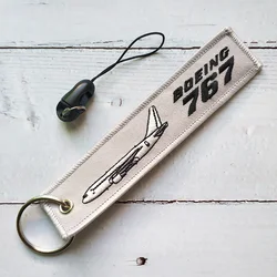 1 Set Grey Boeing 767 Plane Bracelet Phone Strap Embroidery Keys ID Card Gym Straps USB Badge Holder for Aviator Christmas Gift