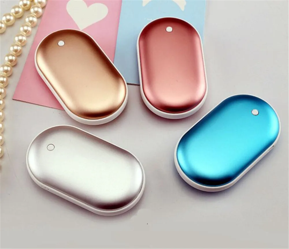 New 20pcs/lot Rechargeable Electric Hand Warmer 4000mA Reusable Electric Mini Pocket Power Bank USB Hand Warmers Winter Gifts