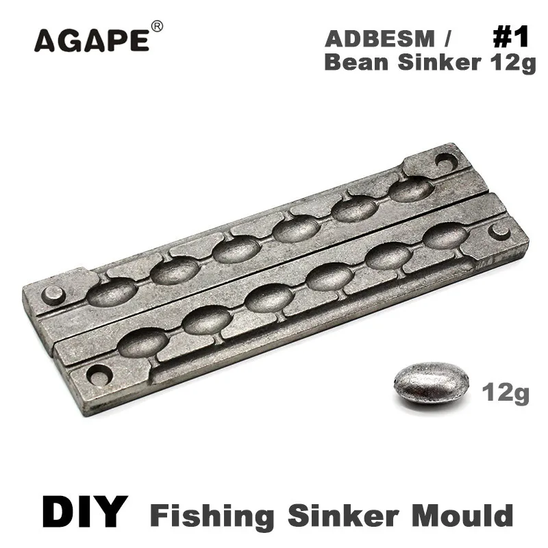 Agape DIY Fishing Bean Sinker Mould ADBESM/#1 Bean Sinker 12g 6 Cavities