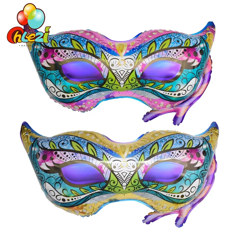 50Pcs/Lot Dance Party Mask Foil Balloons Colorful Mask Facial Prop Decor Adult Wedding Birthday Party Decoration Kids Shower