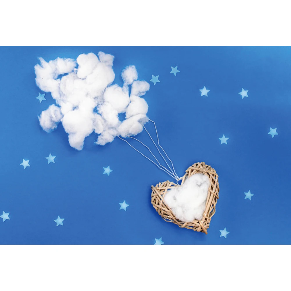 Laeacco 아기 생일 초상화 파란색 배경 별 구름 방 장식 사진 스튜디오에 대 한 사용자 지정 사진 사진 배경