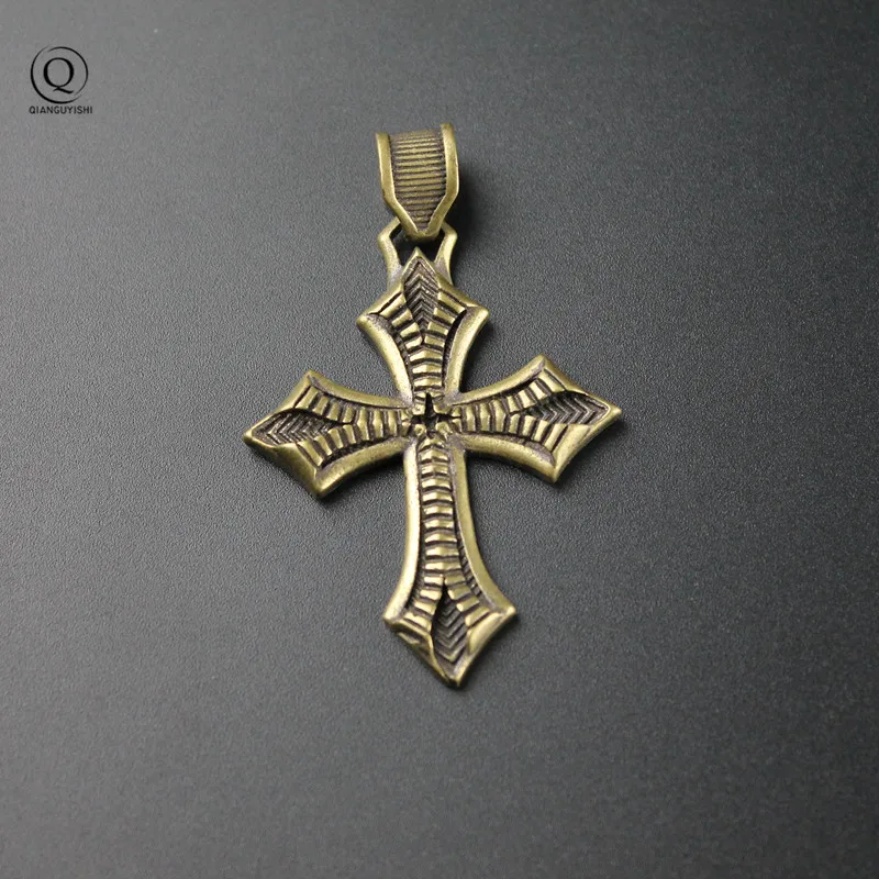 Copper Cross of Christ Keychains Pendant Vintage Brass Metal Keychain Charm Car Key Rings Handmade Artworks