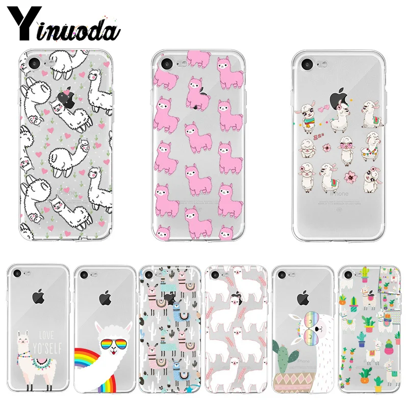 Yinuoda Kawaii Cute Llama Alpaca Animals Cartoon Colorful Phone case for Apple iPhone 8 7 6 6S Plus X XS max 5 5S SE XR Cover