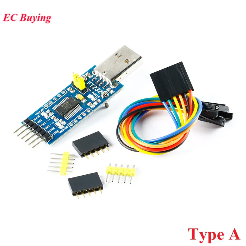 FT232 USB UART Board Module FT232RL FT232R FT232RNL to RS232 TTL Type A C Mini Micro Interface Communication Module Brush Board