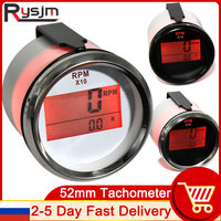 AD 52mm Digital Tachometers 0-9990RPM Red Backlight Marine Rev Counters with Hourmeters Devices 9-32V for Boat Car Truck Motor