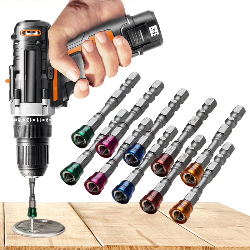 5 pçs 65mm ph2 phillips chave de fenda magnética brocas s2 aço cruz cabeça parafuso hex ímã driver bit kit titular anel