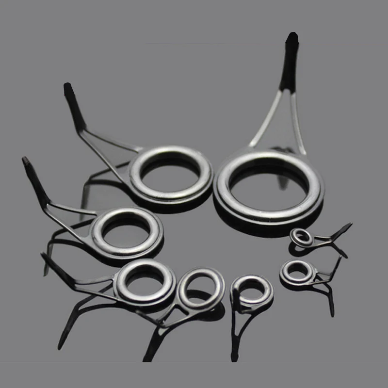 

8 Pcs Ceramic Fishing Rod Guide Tip Strong Line Repair Set Kit DIY Eye Rings High Carbon Steel Frame Fishing Accessories