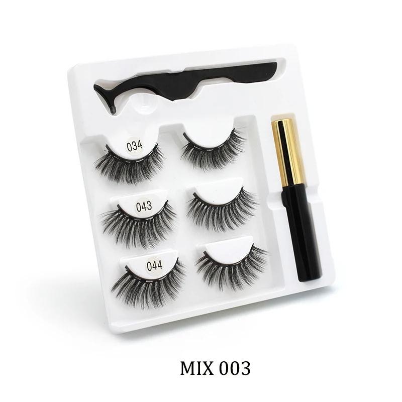 Magnetic Eyelashes 3D Mink Eyelashes Magnetic Eyeliner Magnetic Lashes Short False Lashes Lasting Handmade Eyelash Makeup Tool