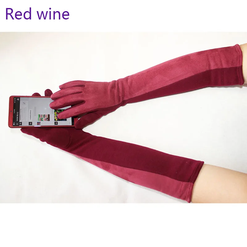 50 Cm Cotton Knit Long Gloves Female Touch Screen Autumn and Winter Warmth Girl Suede Arm Sleeve Outdoor Sun Protection