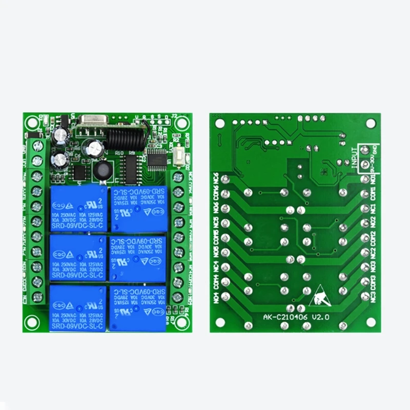 DC 12V 6 CH Channels 6CH RF Wireless Remote Control Switch Remote Control System receiver transmitter 6CH Relay 315/433 MHz