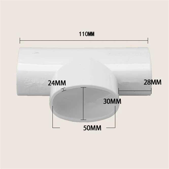 100pcs High-quality 50*30mm PVC Flat Tee Joints Garden Irrigation Water Pipe Connectors Aquarium Tank Fittings Bathroom DIY Tool