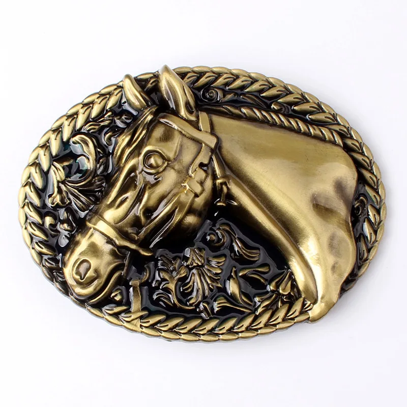 Men's Belt Buckle Accessories Metal Smooth Buckle Horse Head Animal Series DIY