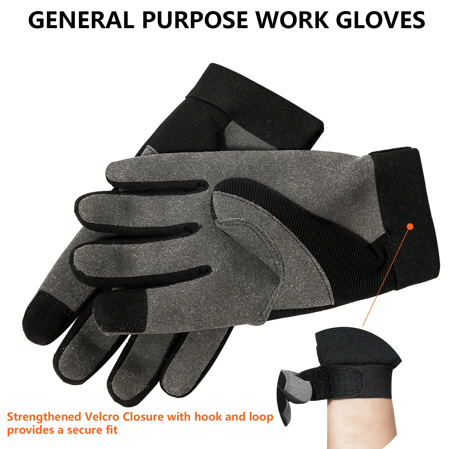 BIKINGMOREOK General Utility Work Gloves with 1MM Thicken Durable Palm, for Gardening Construction Agriculture