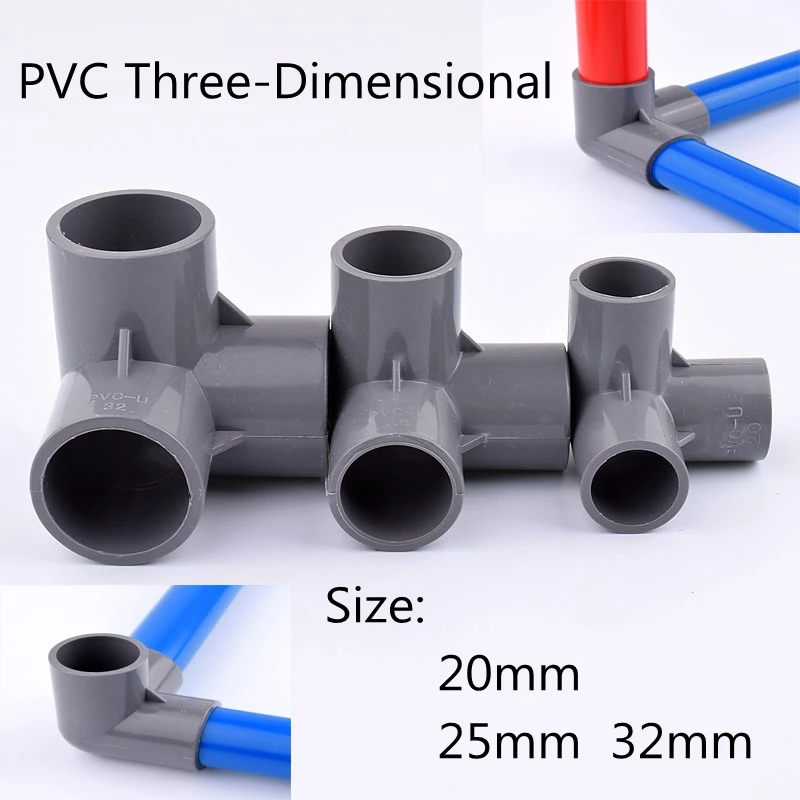 

2-15Pcs 20/25/32mm Grey PVC Three-dimensional Connectors Garden Irrigation Water Pipe Connector Aquarium Adapter Pipe Adapter