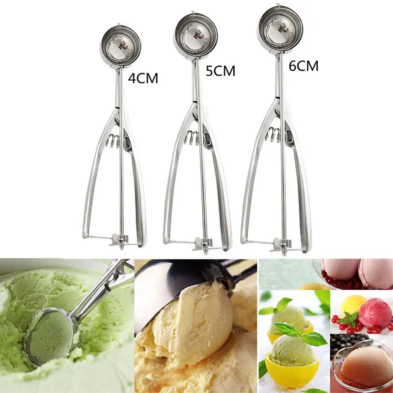 Stainless Steel Fruit Ball Scoop Digger Ice Cream Multifunctional Cream Watermelon Baller Stacks Spoon Home Kitchen Gadget