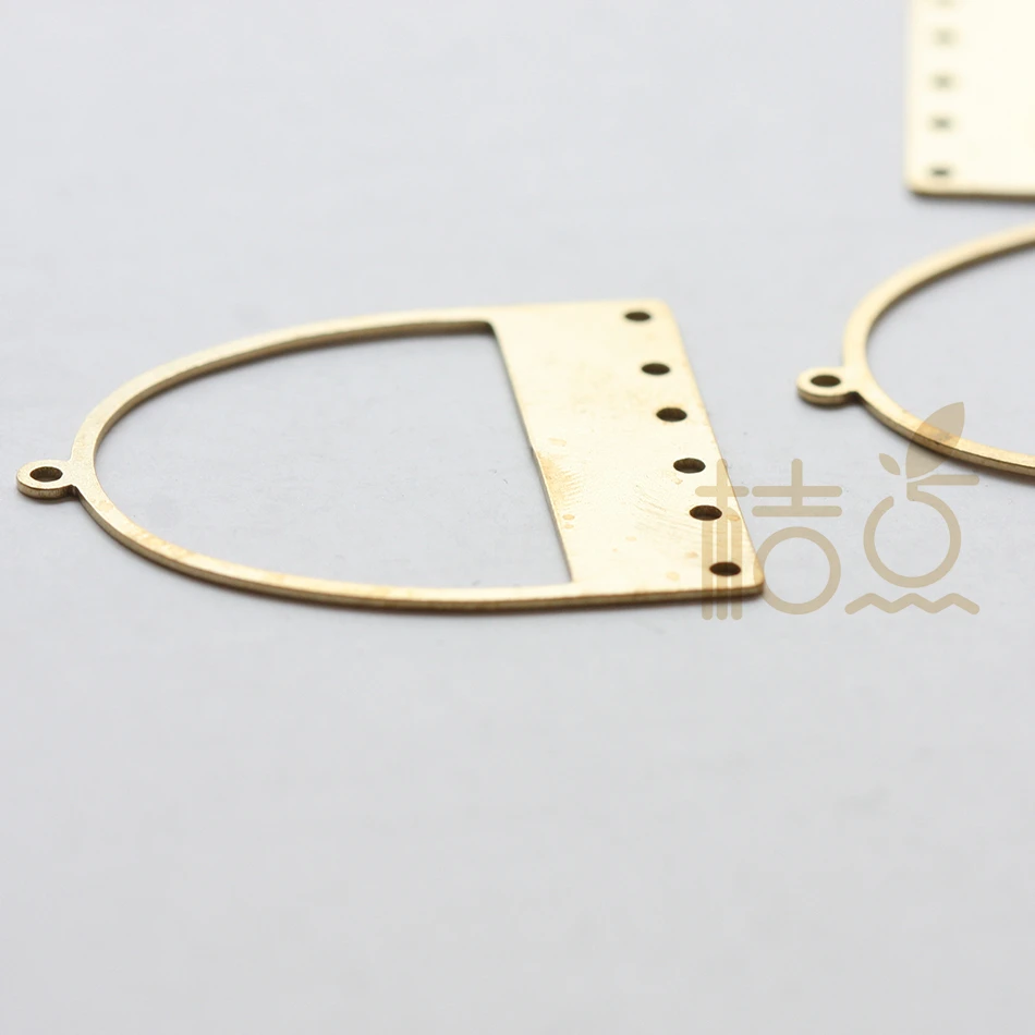 2 Pieces Laser Cut Solid Raw Brass Charm with Multiple Holes - 34x30mm (4522C)