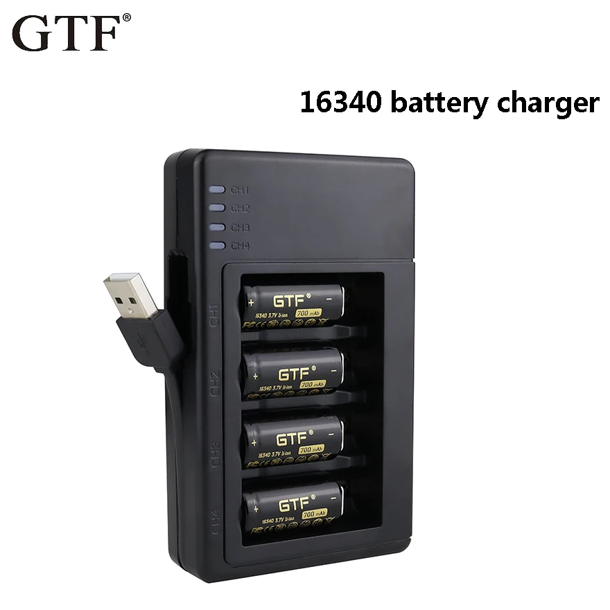 GTF 16340 3.7V 700Mah CR123A Pin Sạc LI-ion Cho Đèn LED Kèm USB Thông Minh Pin Sạc CR123
