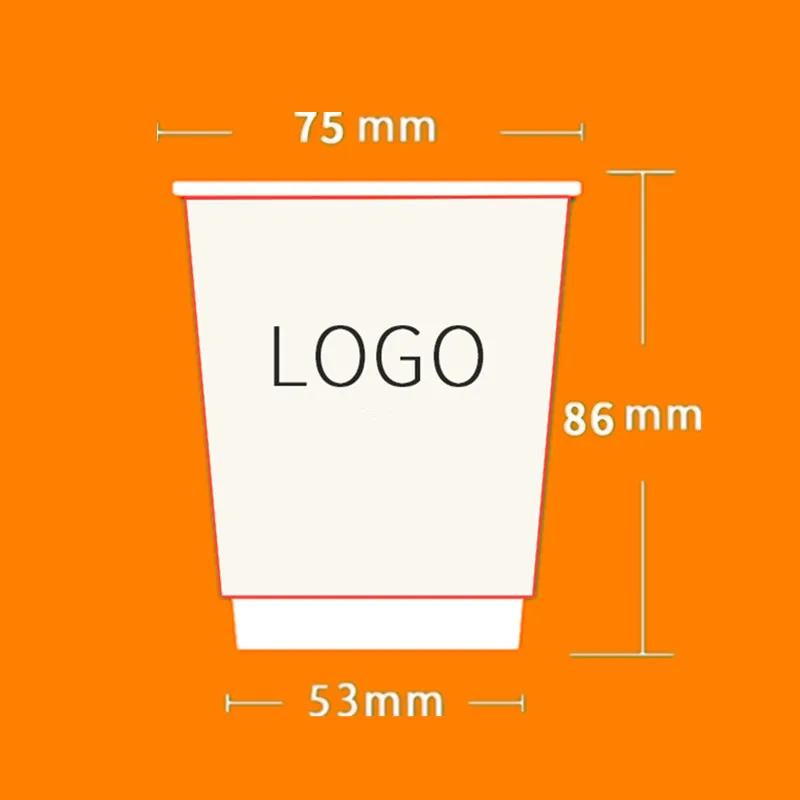 500pcs Custom hollow double-layer paper cup 9oz 250ml thickening thermal insulation disposable coffee cups print logo brand