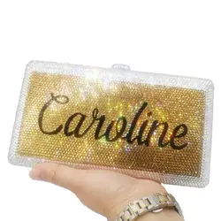 Luxury Crystal Bags AB Silver Clutch Purse Customized Name Evening Bags Add Letters Diamond Purse Handbags SM20