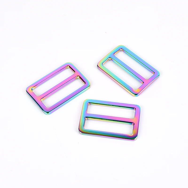 

Rainbow Color 32mm Adjustable Buckle Slider, Metal Tri-glide buckle For Bag Making