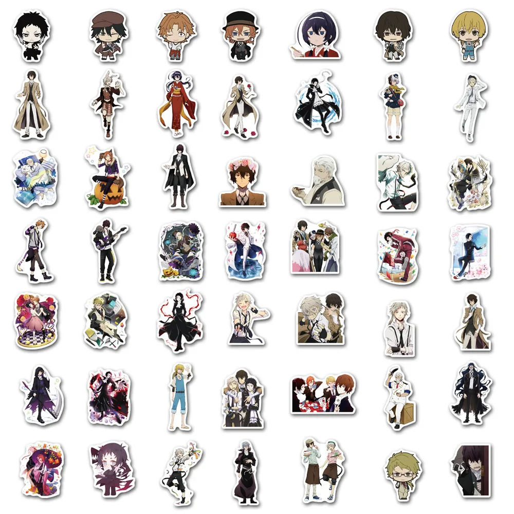 Pegatinas de Anime Bungou Stray Dogs para niños, calcomanía japonesa para portátil, monopatín, Maleta, equipaje, dibujos animados, regalos, juguetes, 10, 30, 50 piezas