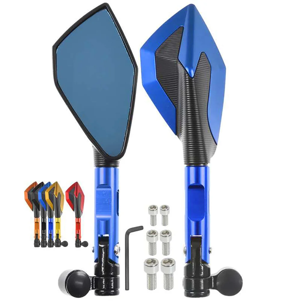 

Motorcycle CNC 8mm 10mm Rearview Mirror Rear View Handlebar Side Mirrors Blue Glass For YAMAHA TRACER 700 900 GT MT10 MT09 MT07