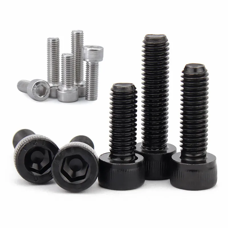 5-50Pcs M1.6 M2 M2.5 M3 M4 M5 M6 M8 *L DIN912 Stainless Steel Hex allen Socket Cap Head Screw or Black grade 12.9 Metric Screws