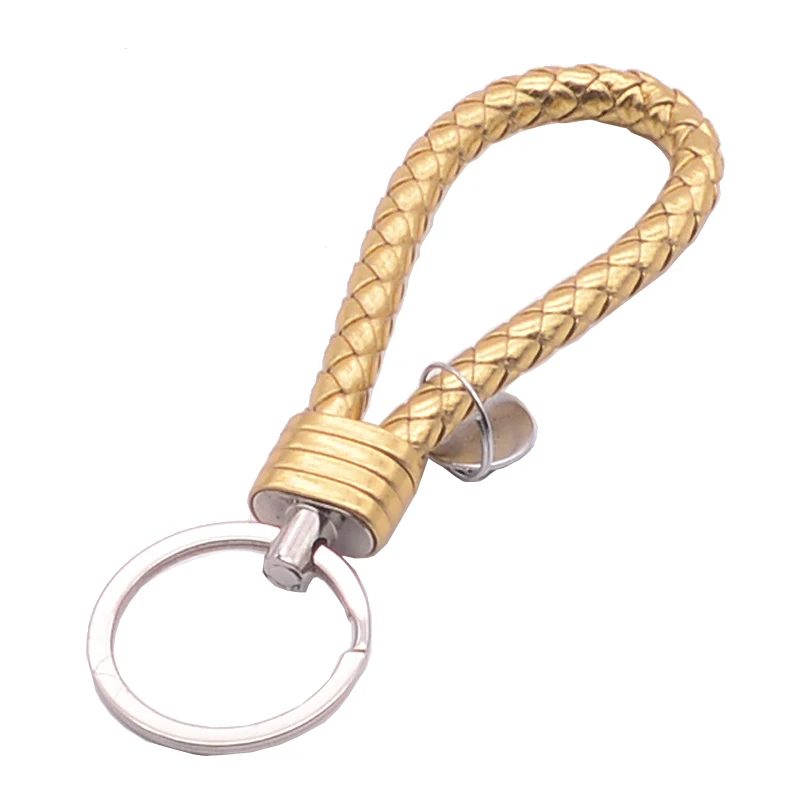 GIFT!!! 1PCS PU Leather Braided Woven Rope Keychain DIY Bag Pendant Key Chain Holder Car Motorcycle Keyring Men Women Key Ring