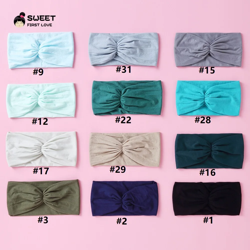 Baby Turban Twist Headband Soft Nylon Elastic Hairbands For Girls KidsHeadwear Solid Stretch Handcraft Hair Accessories 2022