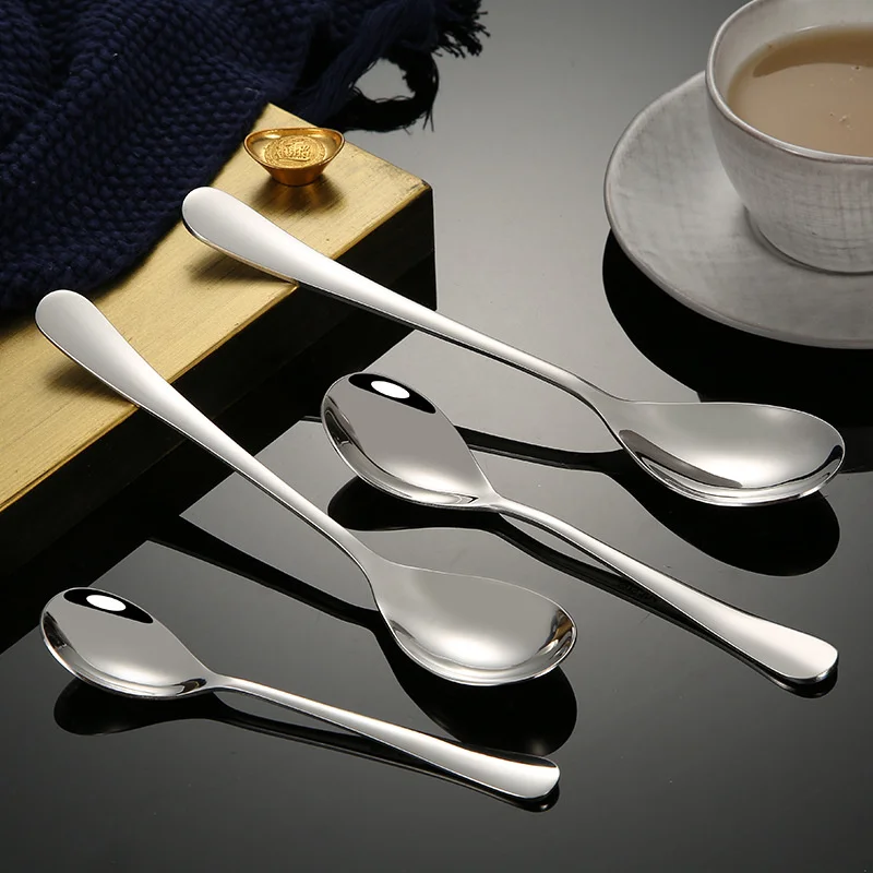 Stainless steel spoon for Western food household long handle tableware children small scoop