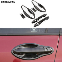 Car Door Handles Cover Trim Carbon Fiber Exterior Car Styling Door Handle Bowl For Honda HRV HR-V Vezel 2014-2019 C287