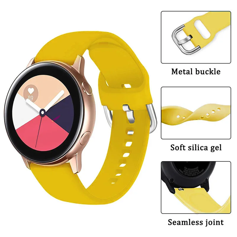 

22MM 20MM Silicone Strap For Samsung Galaxy Watch Active 2 44mm 40mm Sports Watch Band For Samsung Gear S3 Huawei Watch Gt Strap