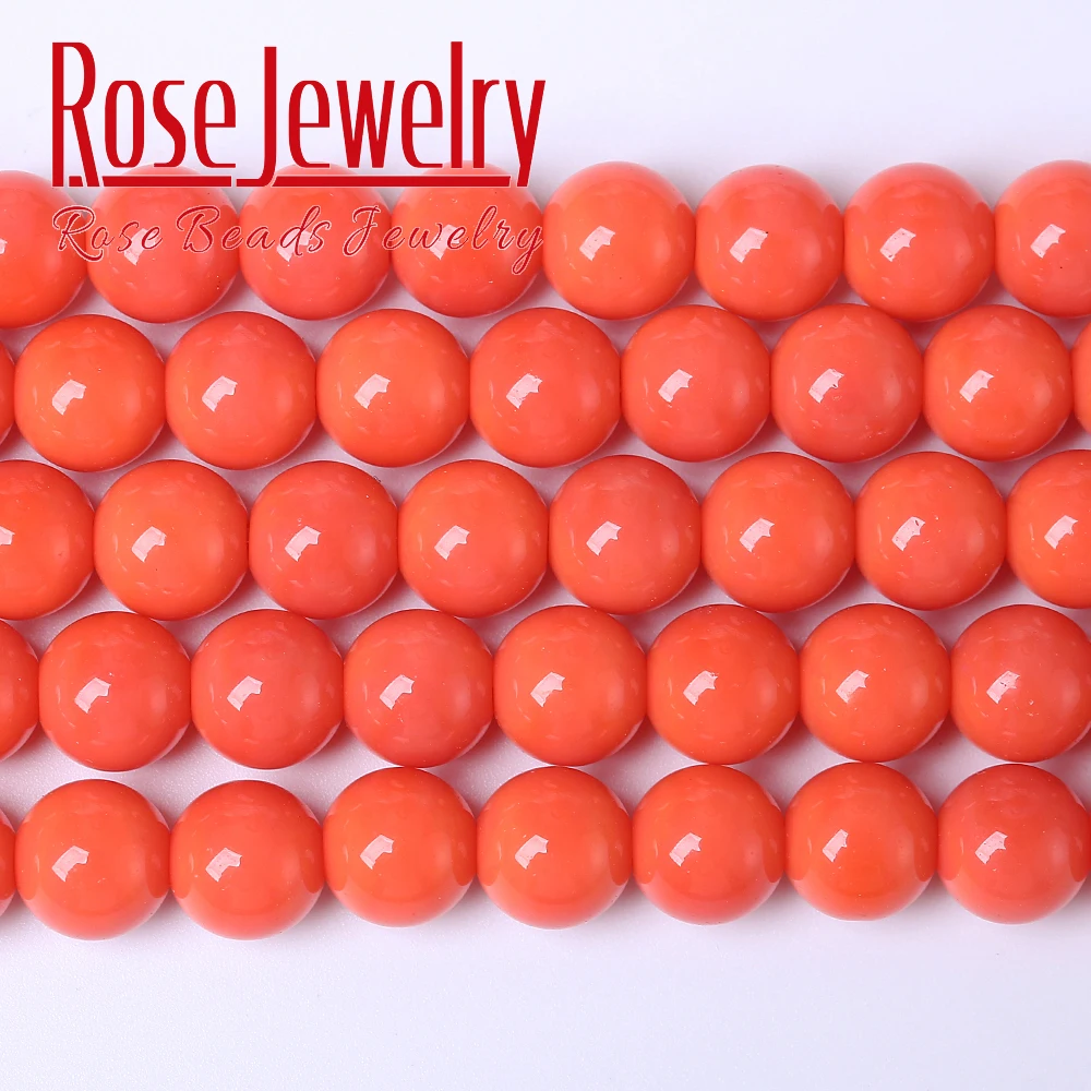 Natural Orange Red Jades Stone Round Beads for Jewelry Making 8 Mm 15 Inches Spacer Beads Diy Bracelet Wholesale