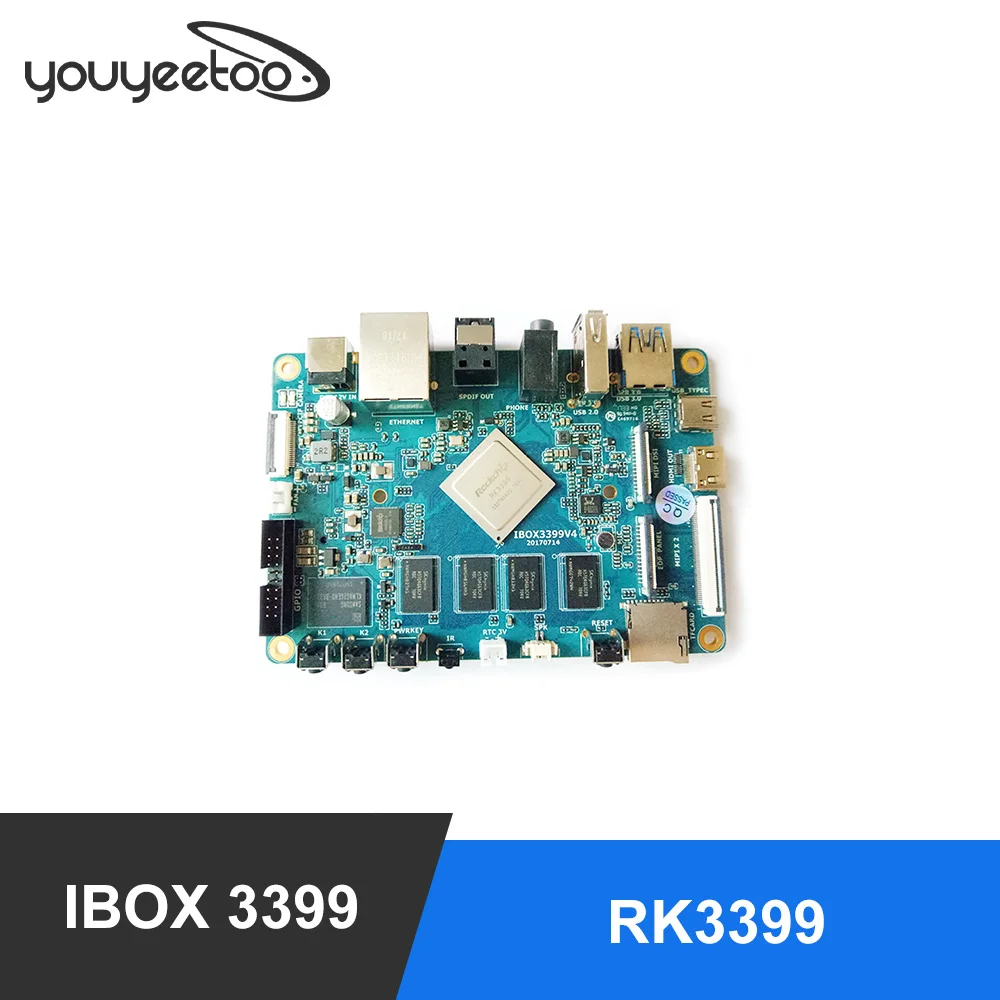 IBOX 3399 development board with Quard cores A53 (1.4GHz) + Dual cores A72  2GDDR+16GEMMC, Android ,Ubuntu, Debain  Ibox3399