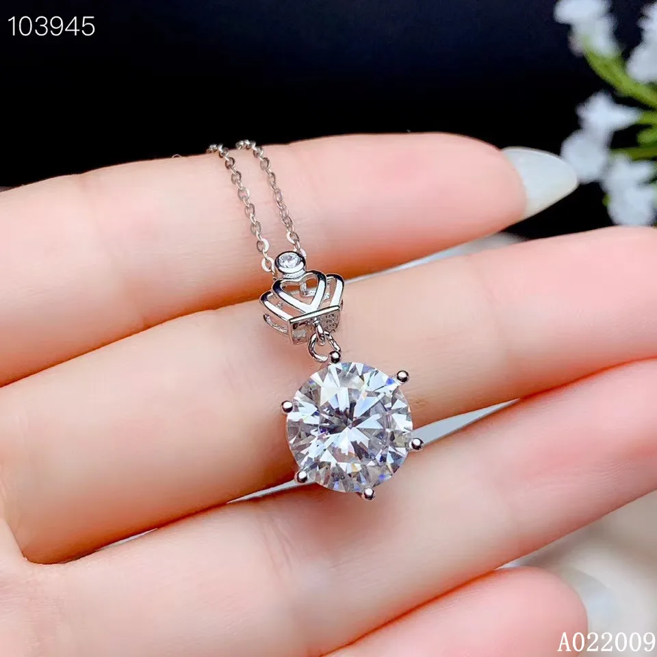 

JJEAXCMY Fine Jewelry 925 Sterling Silver inlaid 5 carat Mosang diamond pendant ladies classic necklace support test