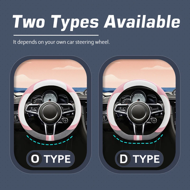 Universal Cute Car Steering Wheel Cover 38cm Suede Leather Auto Steering Wheel Cover Protector Kawaii Car-Styling For Women Girl